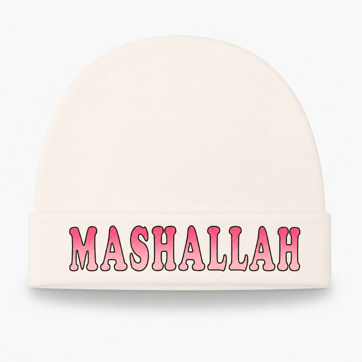 Mashallah Baby Cap – Ivory White & Pink