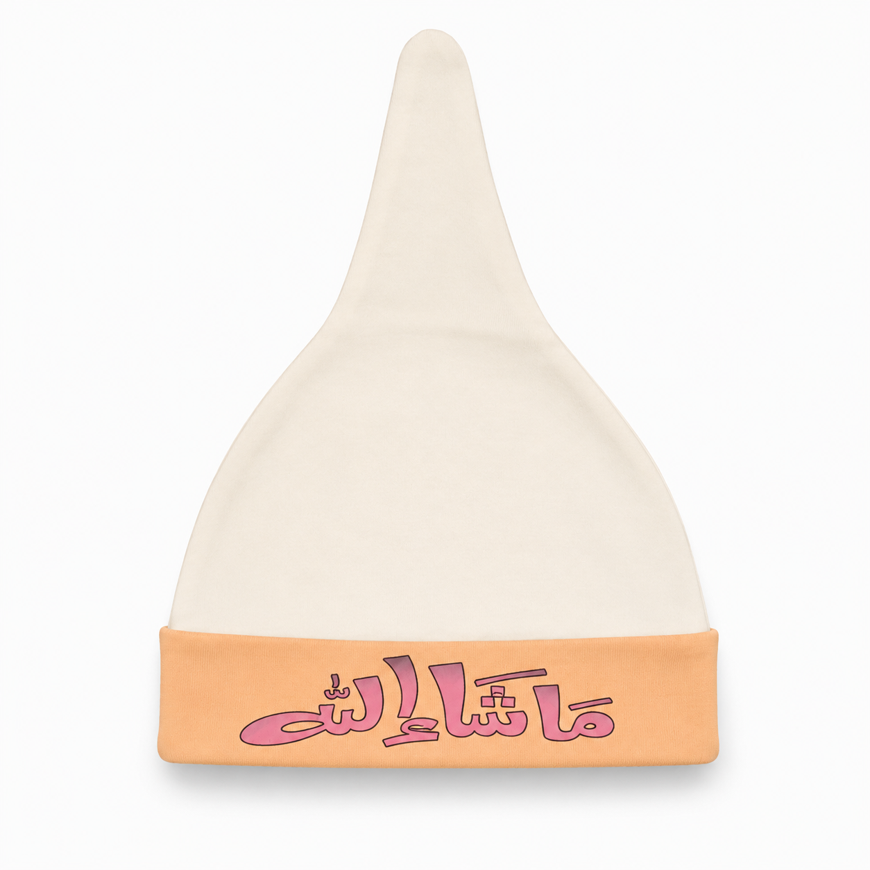 Mashallah Knot Cap – Ivory White, Peach & Pink