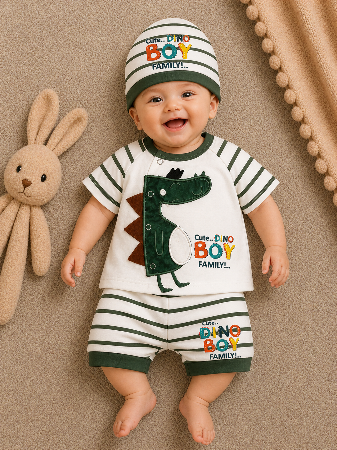 Mini Dino Luxe Set – Olive Green
