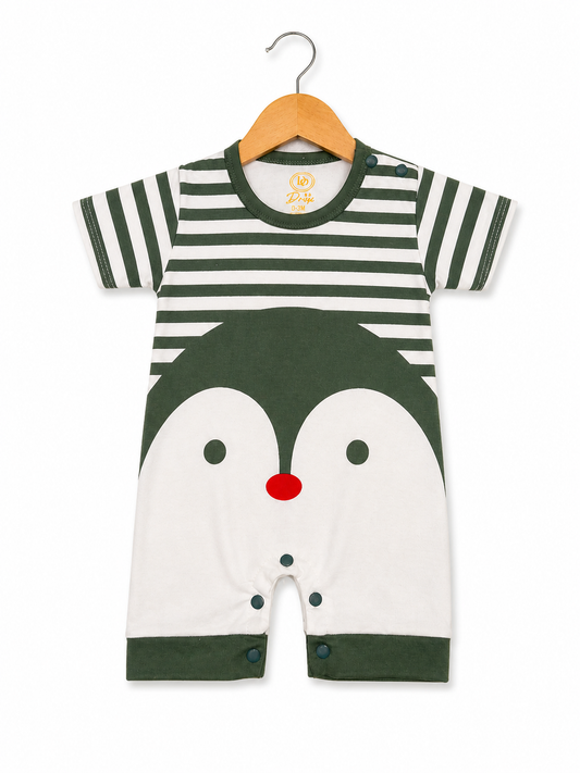 Little Deer  Romper – Cream & Forest Green