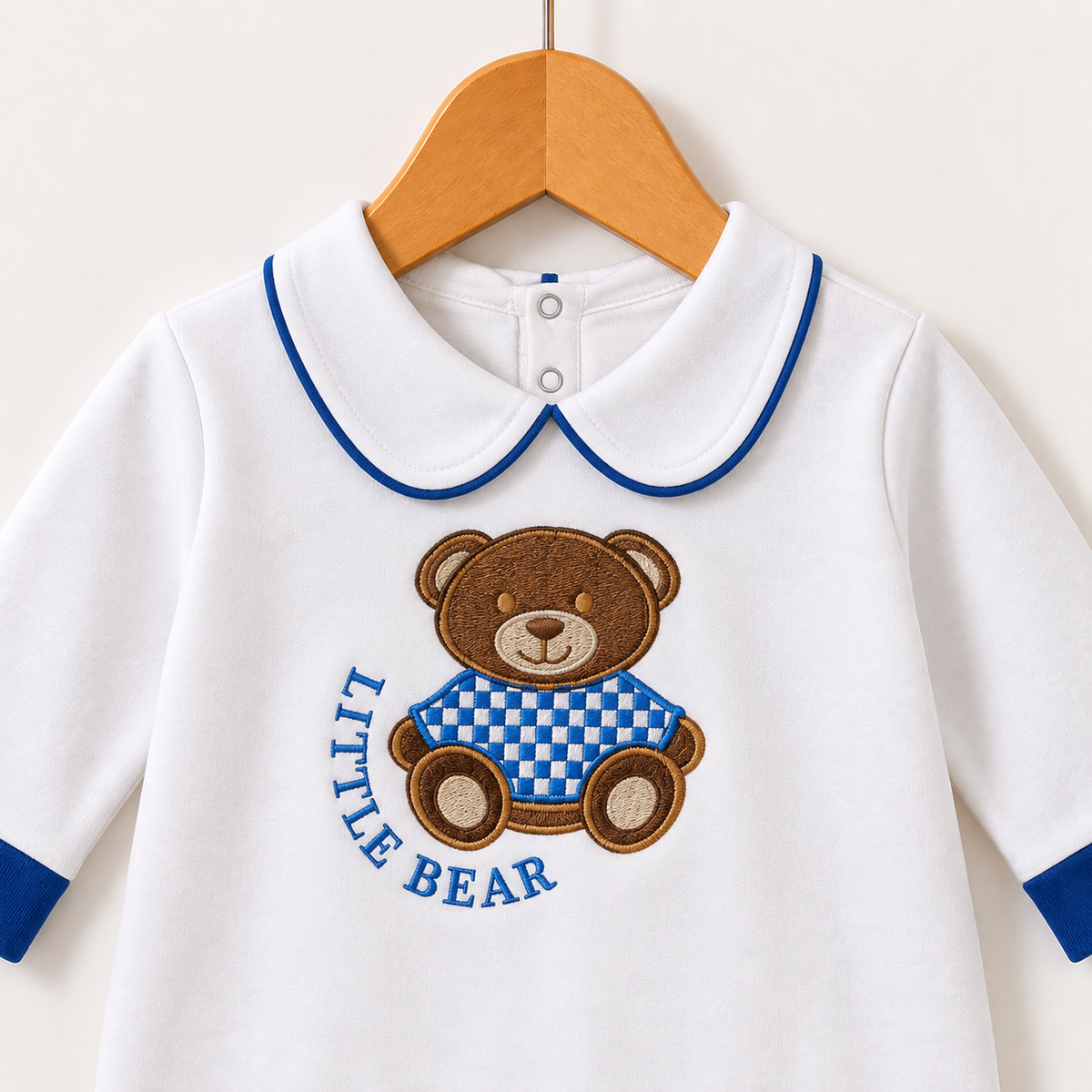 Little Bear Romper – White & Royal Blue