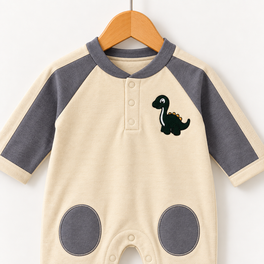 Cream Dino Patch Romper