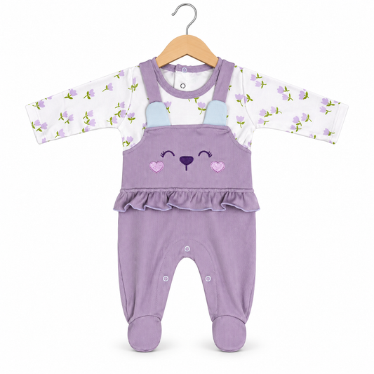 Lavender Floral Dungaree Romper