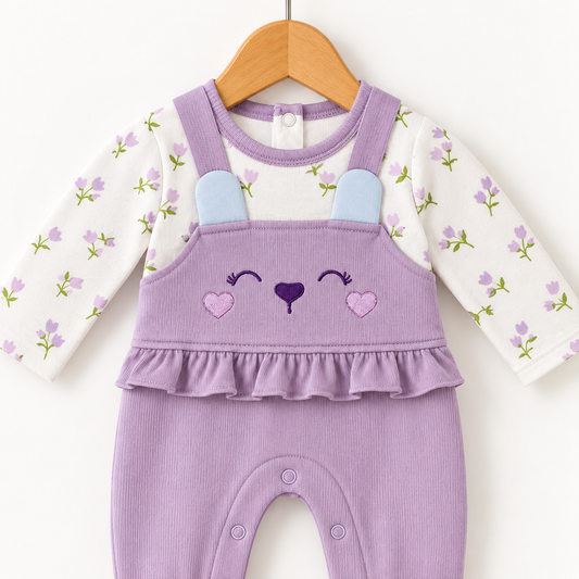 Lavender Floral Dungaree Romper