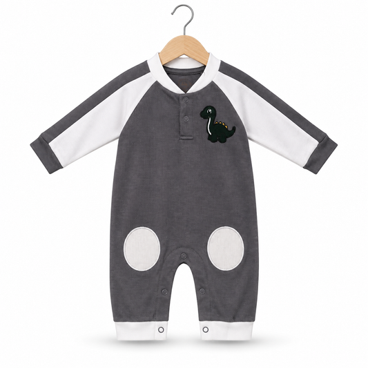 Charcoal Dino Patch Romper