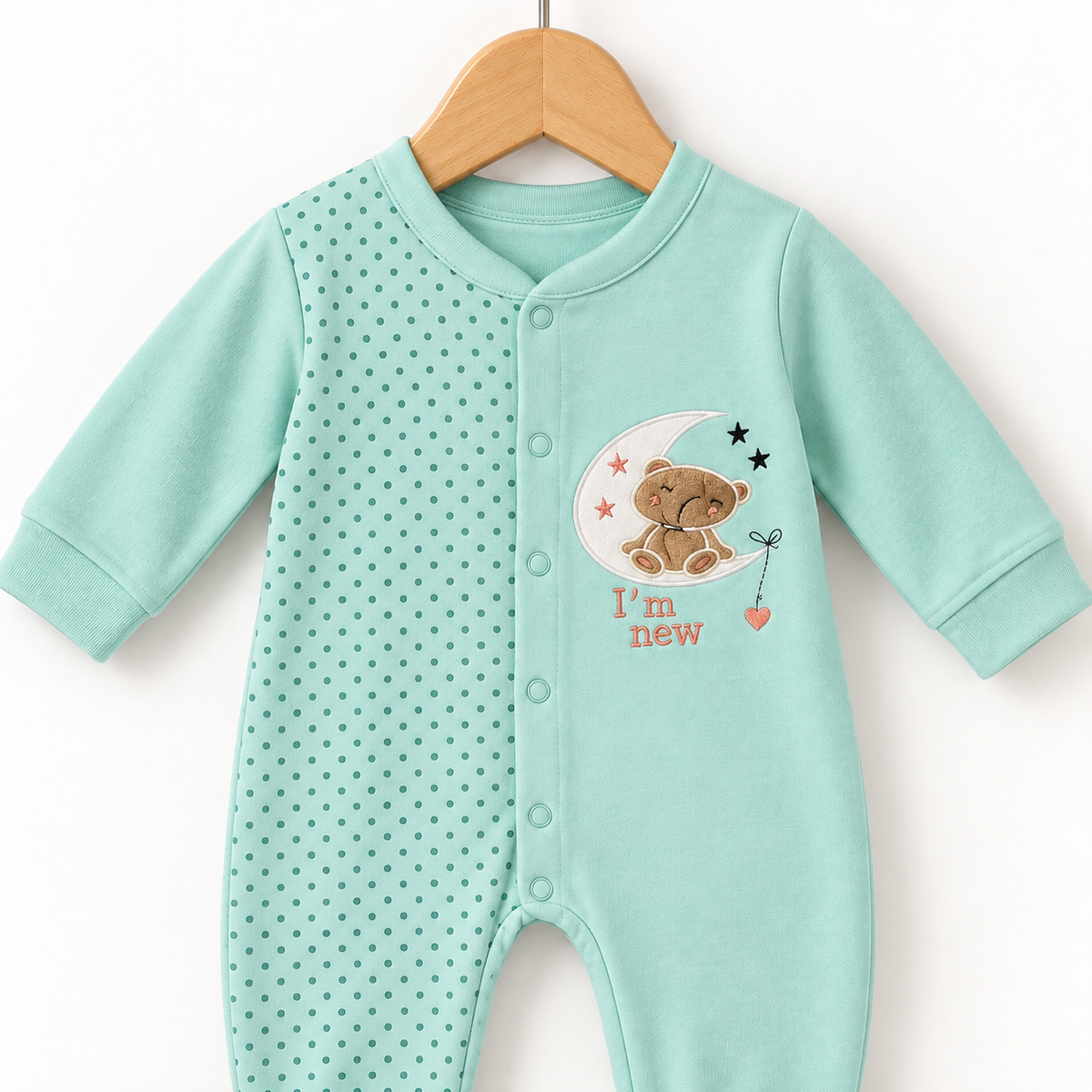 Newborn Teddy Romper – Mint Green
