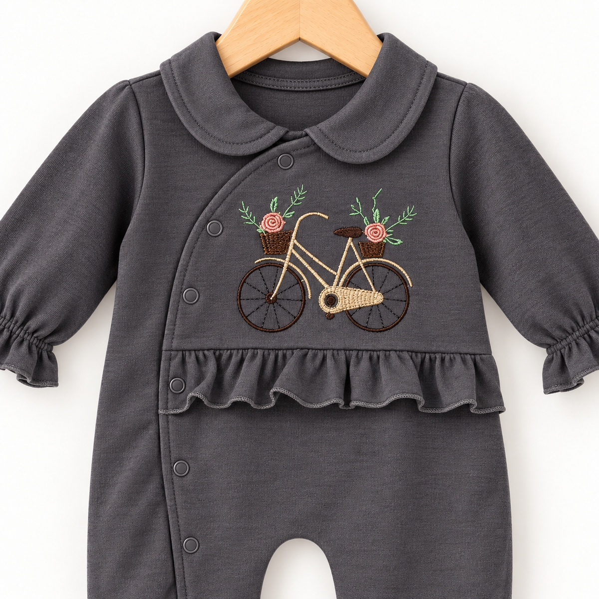 Vintage Bicycle Romper – Charcoal Grey