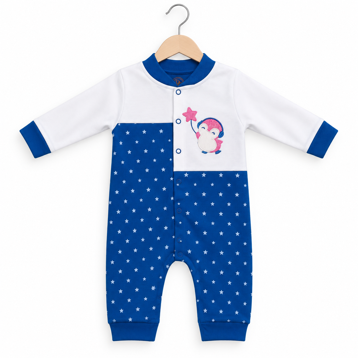 Star Penguin Romper – Royal Blue & White