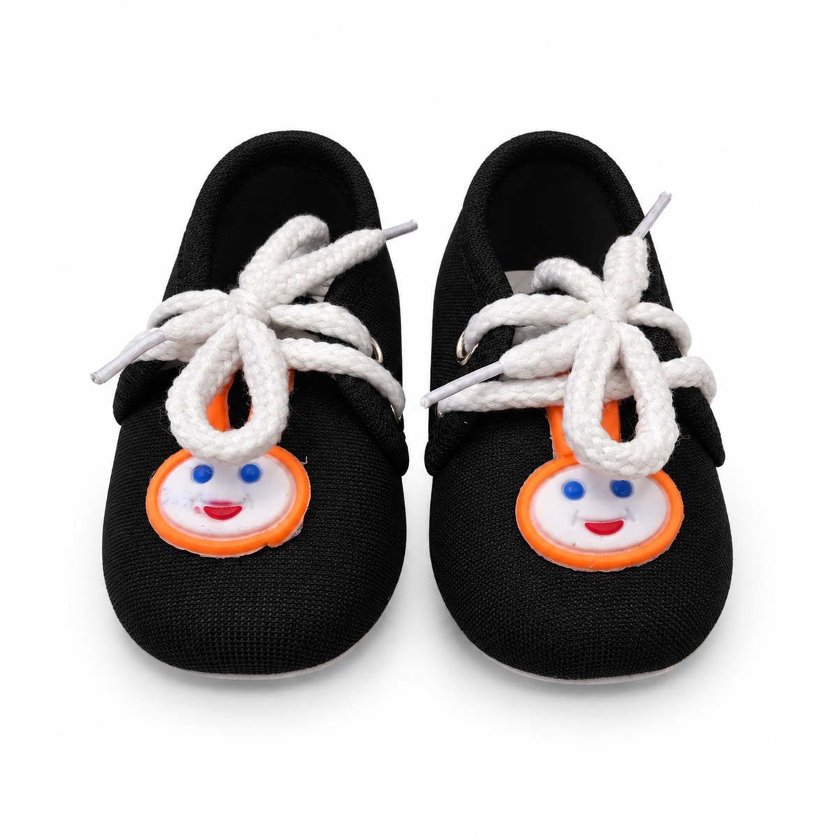 Smiley Lace Baby Shoes – Black