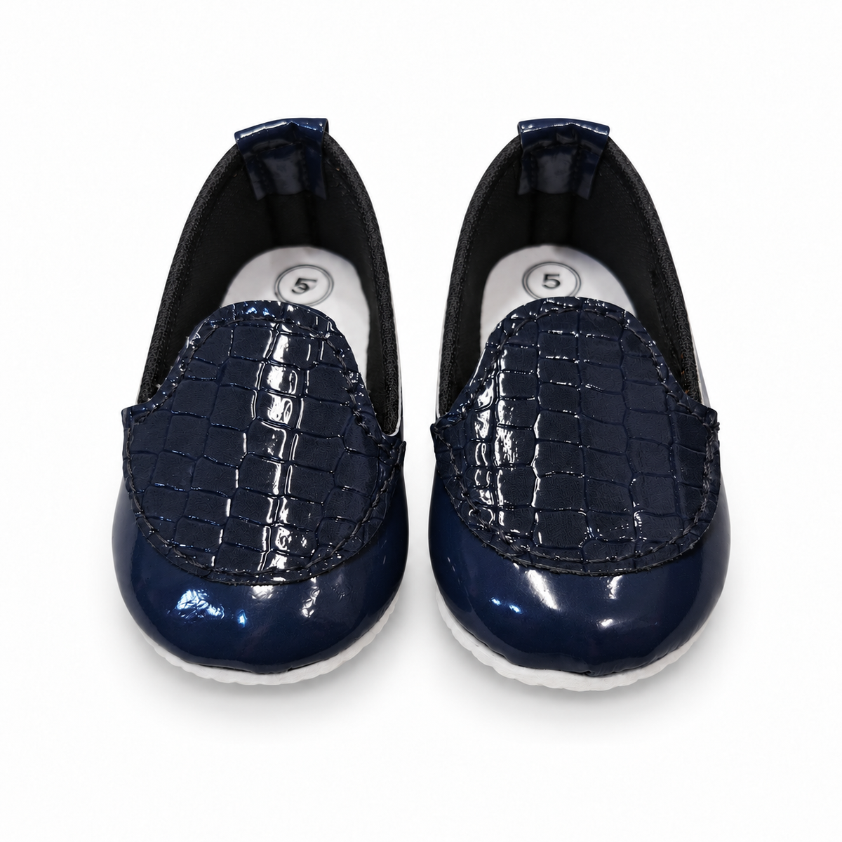 Croc Texture Baby Loafers – Navy Blue
