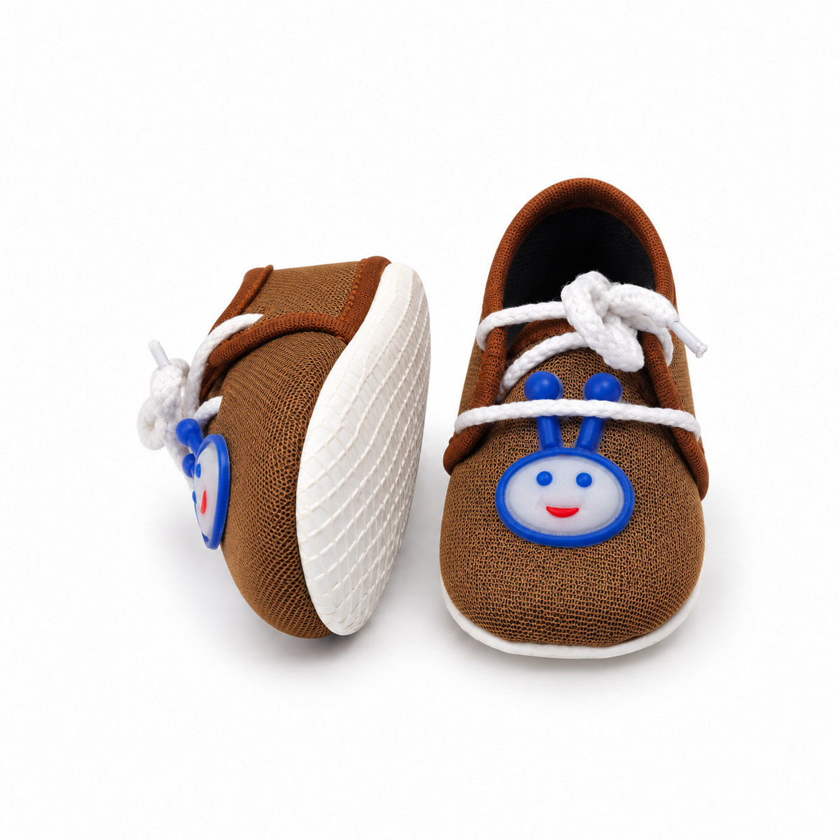 Smiley Lace Baby Shoes – Tan Brown