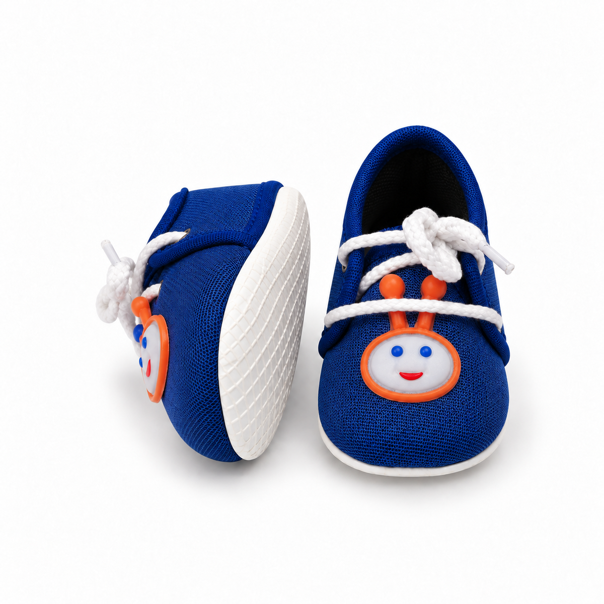 Smiley Lace Baby Shoes – Royal Blue