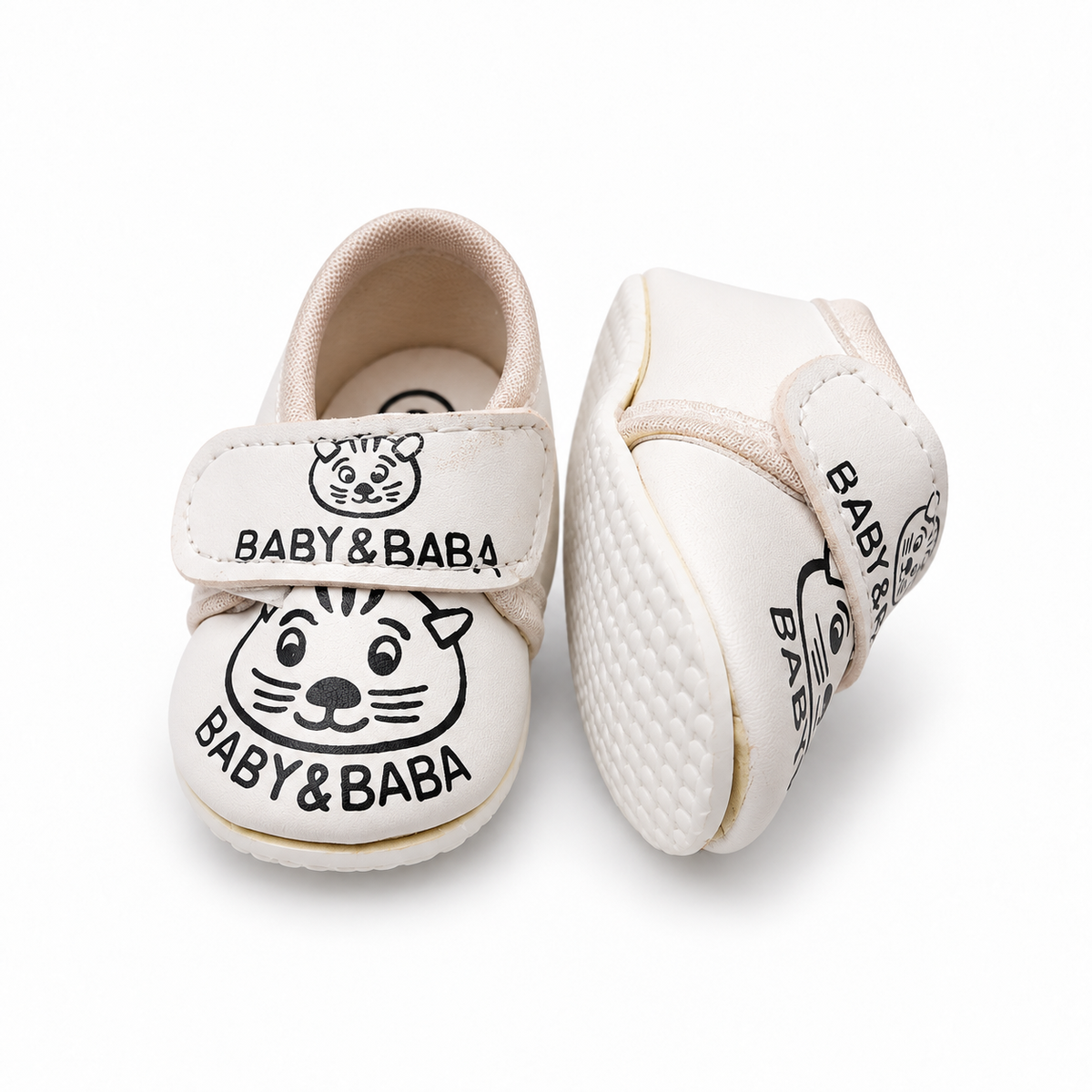 Tiger Print Baby Shoes – Cream