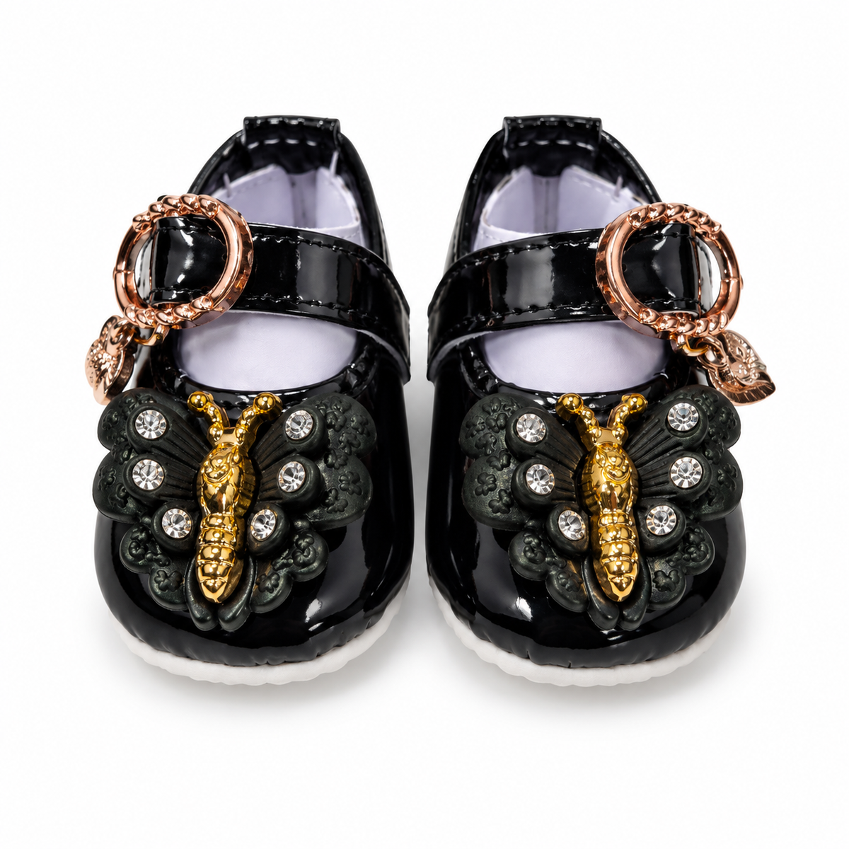 Butterfly Charm Baby Shoes – Black