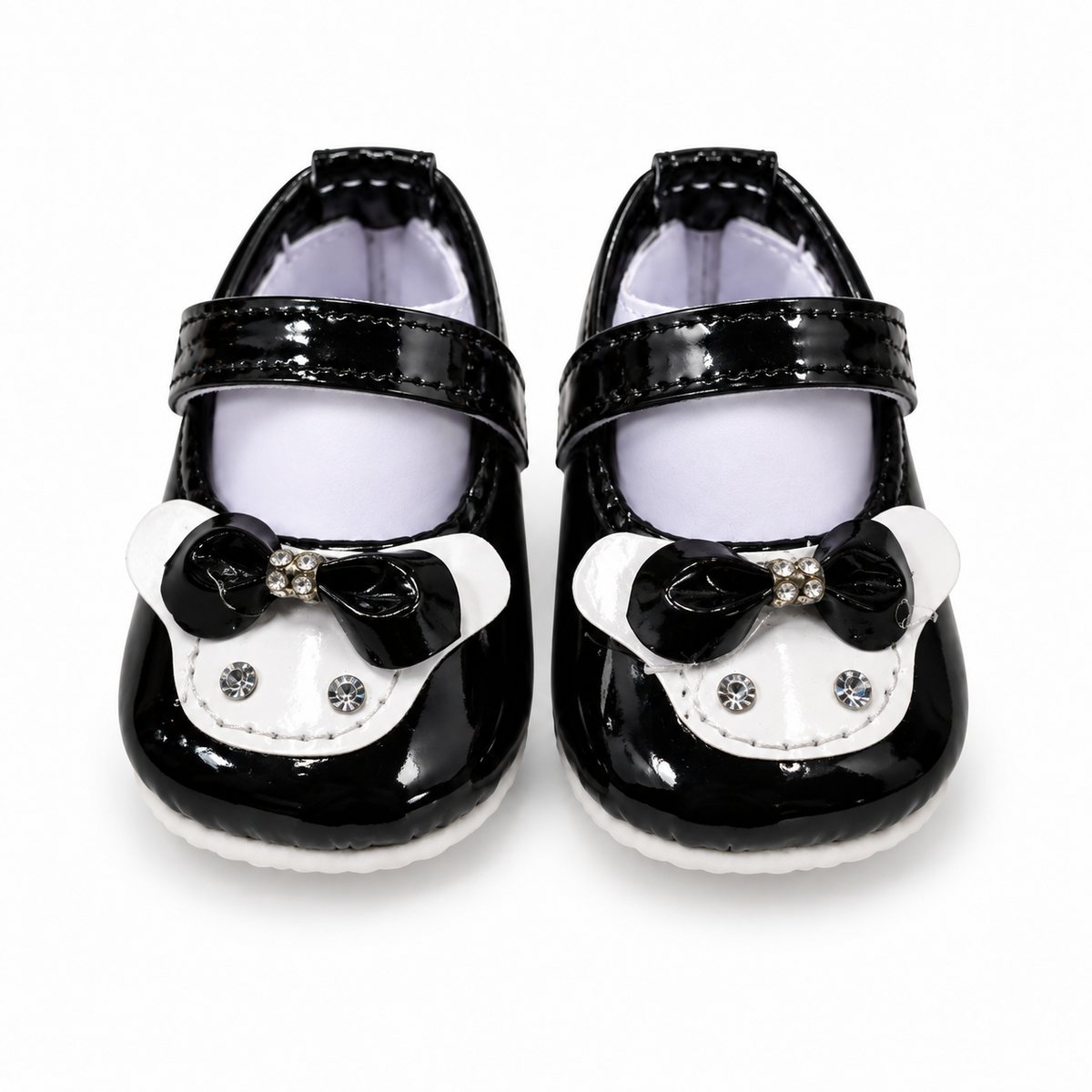 Bow Detail Baby Shoes – Black & White