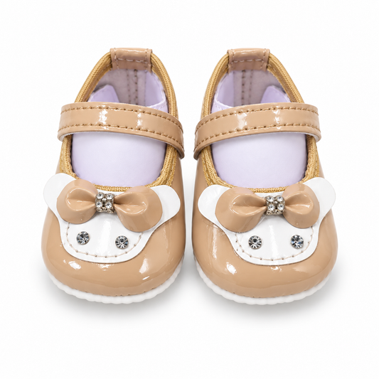 Beige Bow Baby Shoes