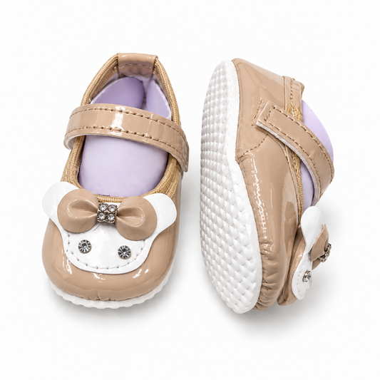 Beige Bow Baby Shoes