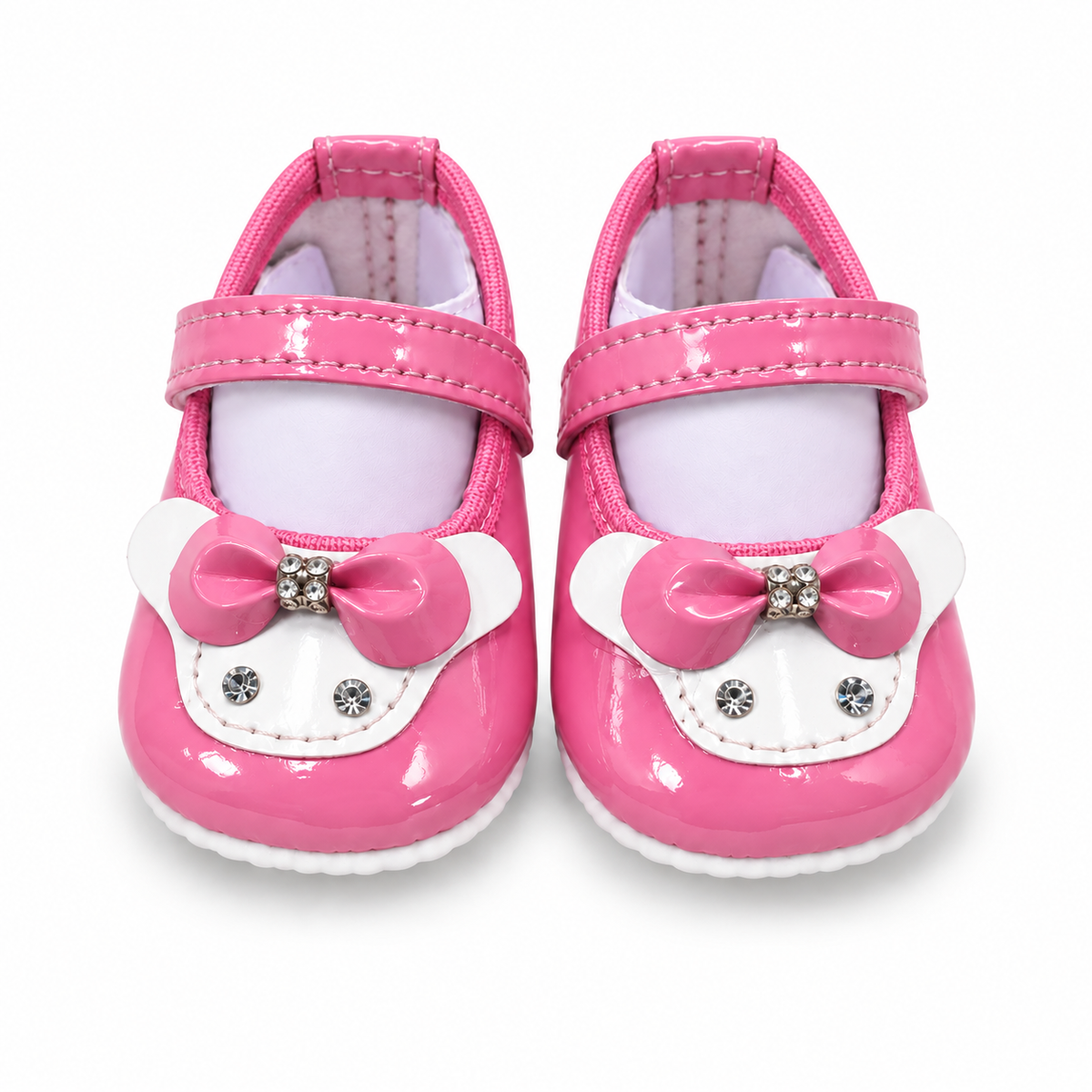 Bow Detail Baby Shoes – Pink & White