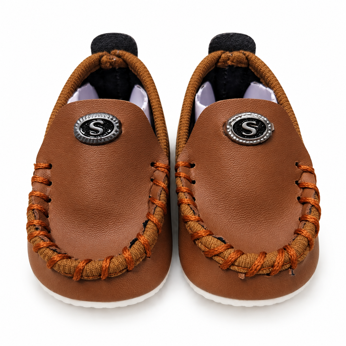 Stitched Moccasin Baby Shoes – Tan Brown
