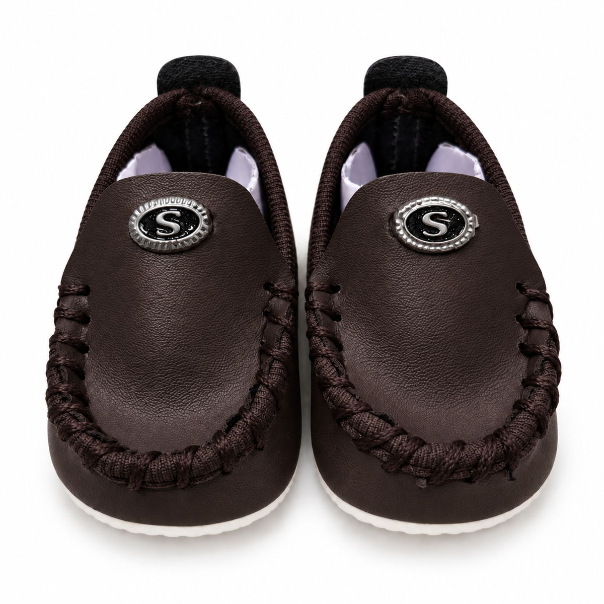 Stitched Moccasin Baby Shoes – Dark Brown