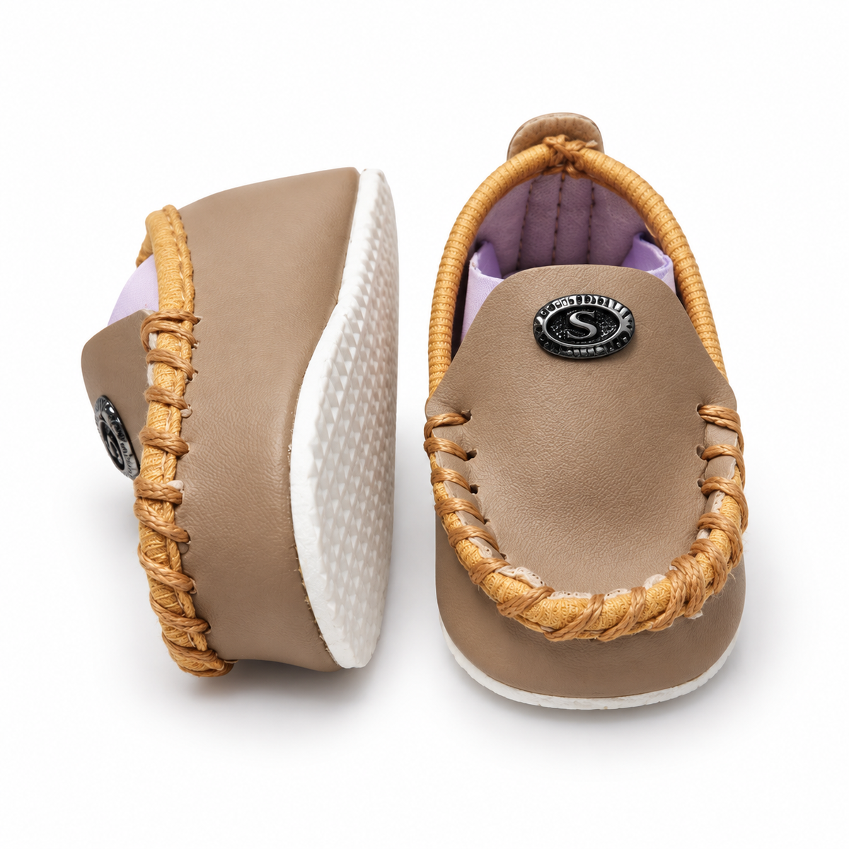Stitched Moccasin Baby Shoes – Beige