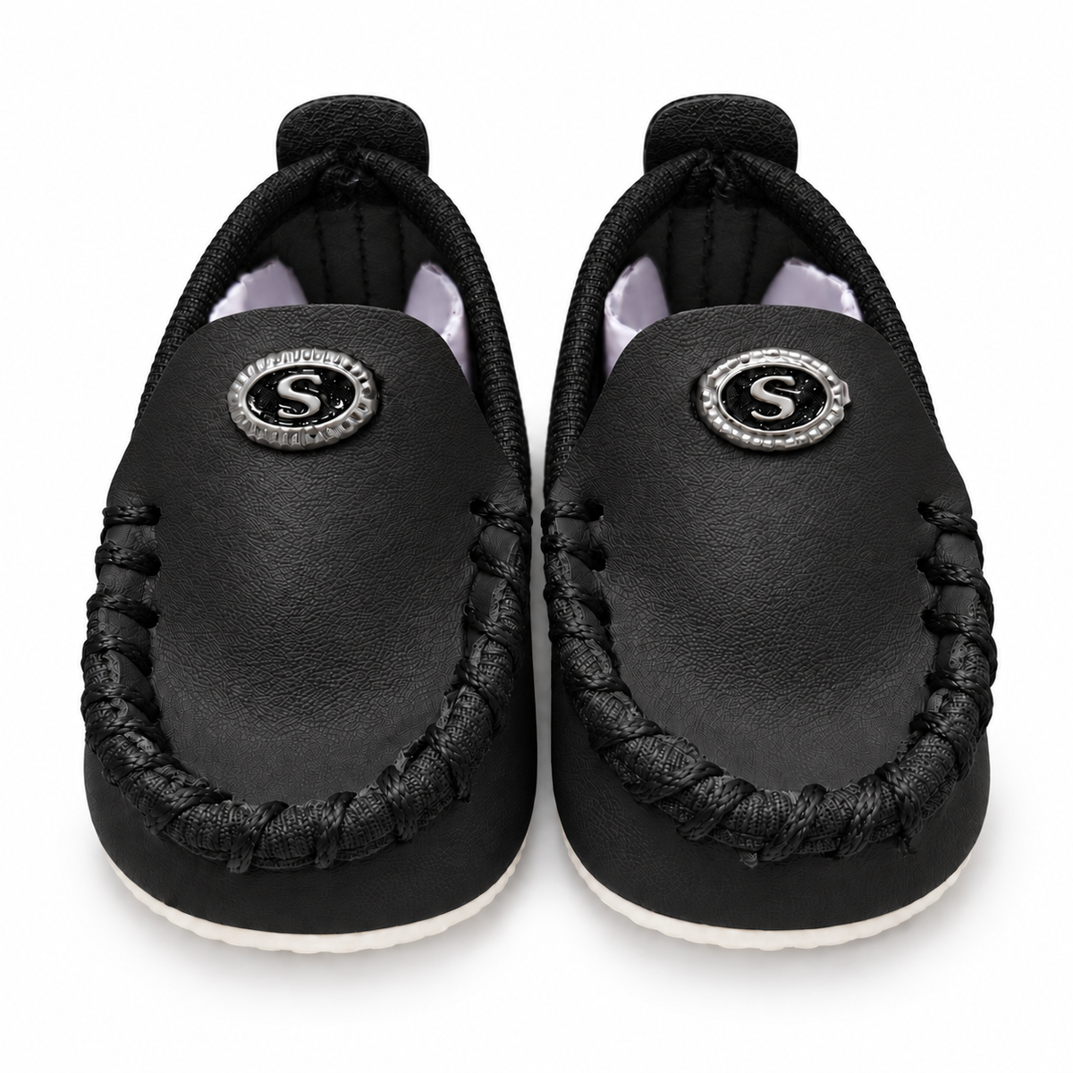 Stitched Moccasin Baby Shoes – Black