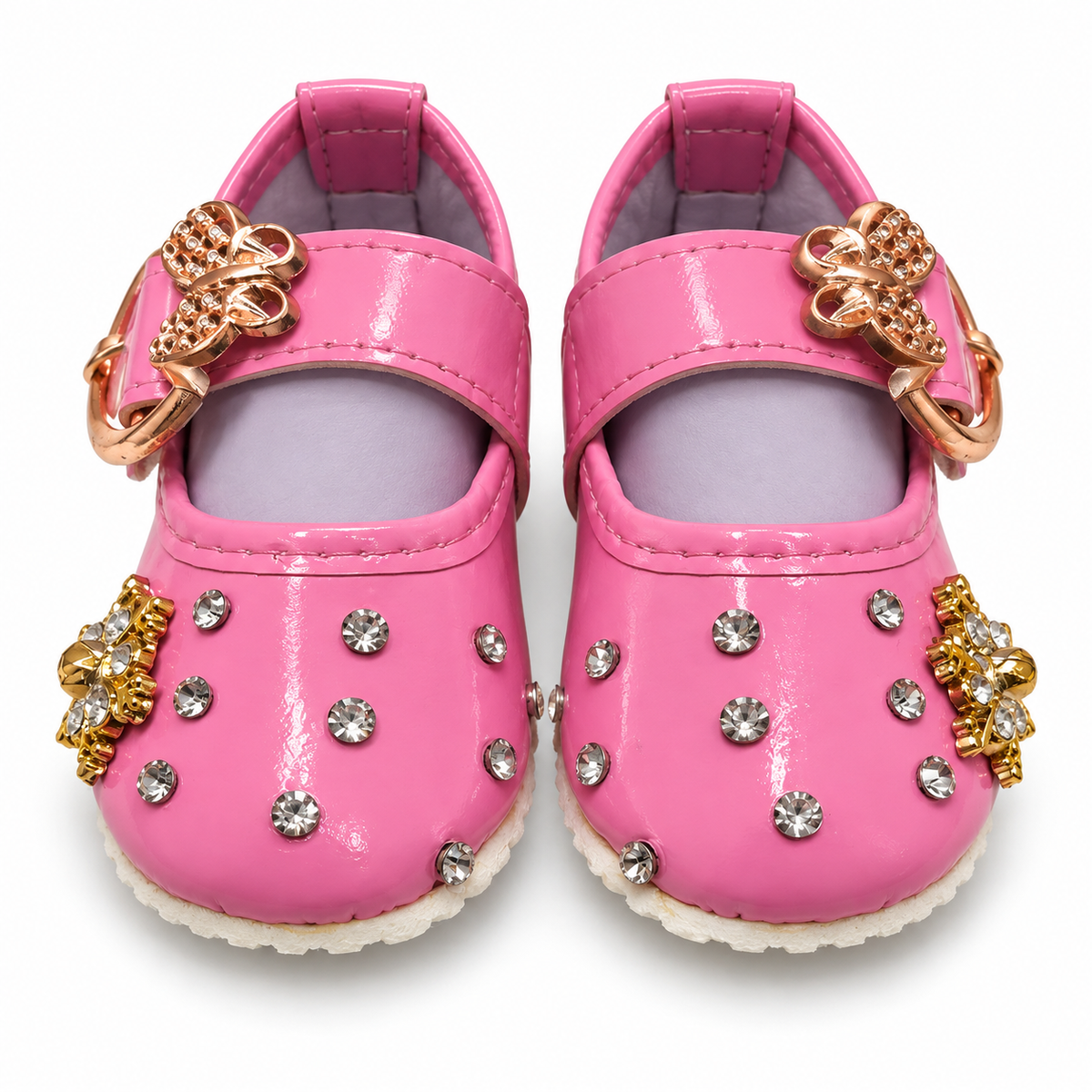 Rhinestone Charm Baby Shoes – Pink