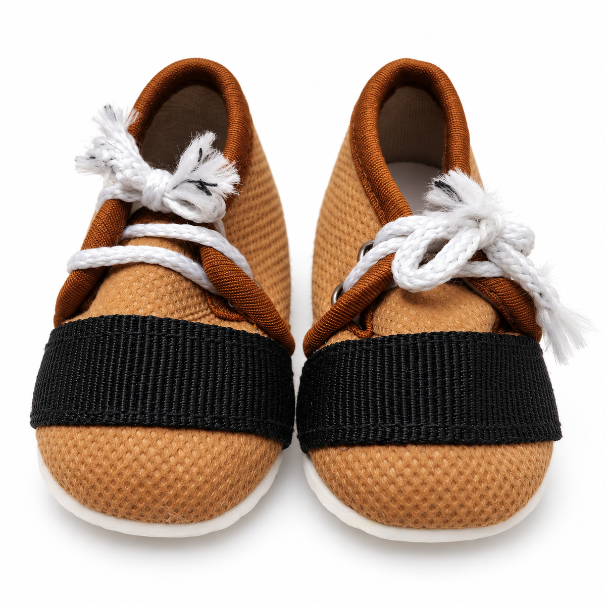 Lace-Up Baby Sneakers – Tan Brown