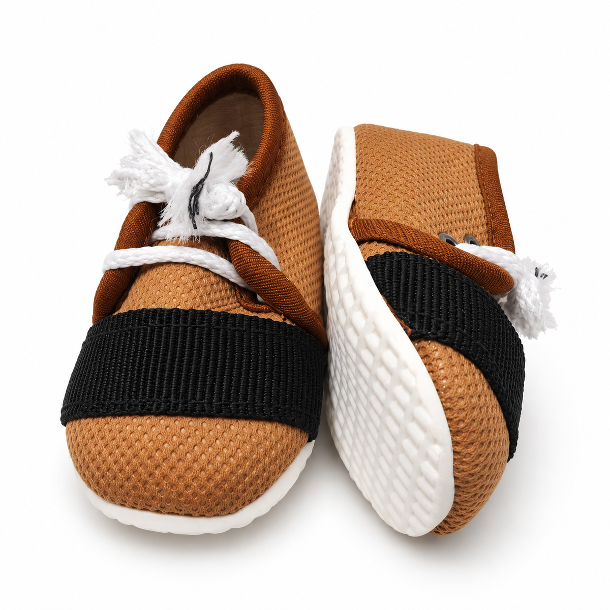 Lace-Up Baby Sneakers – Tan Brown