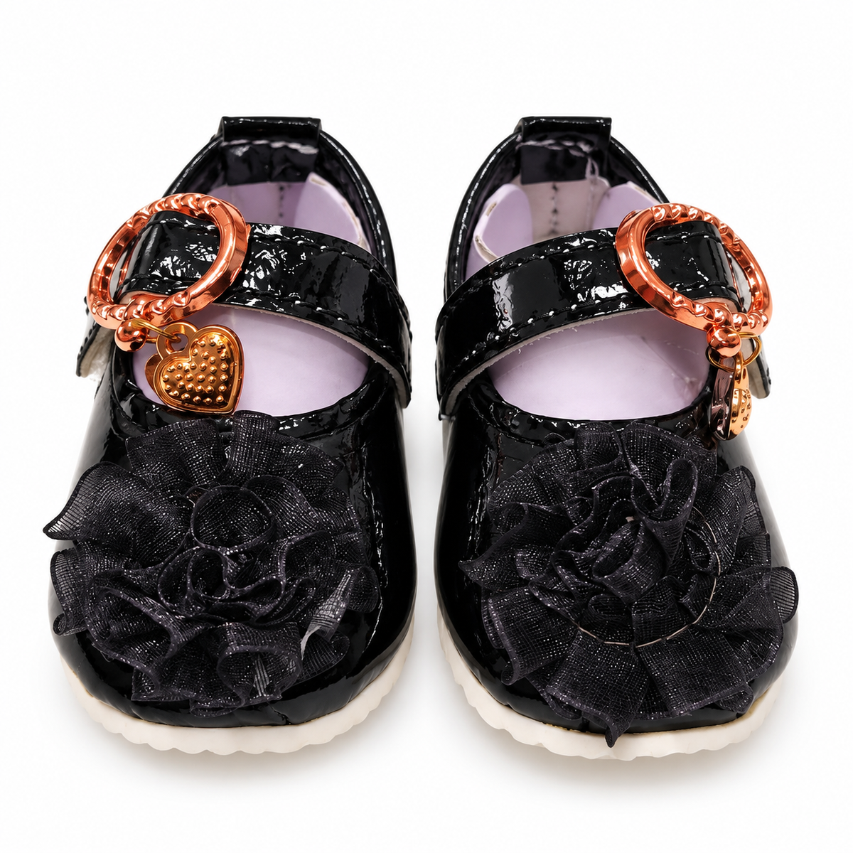 Ruffle Charm Baby Shoes – Black