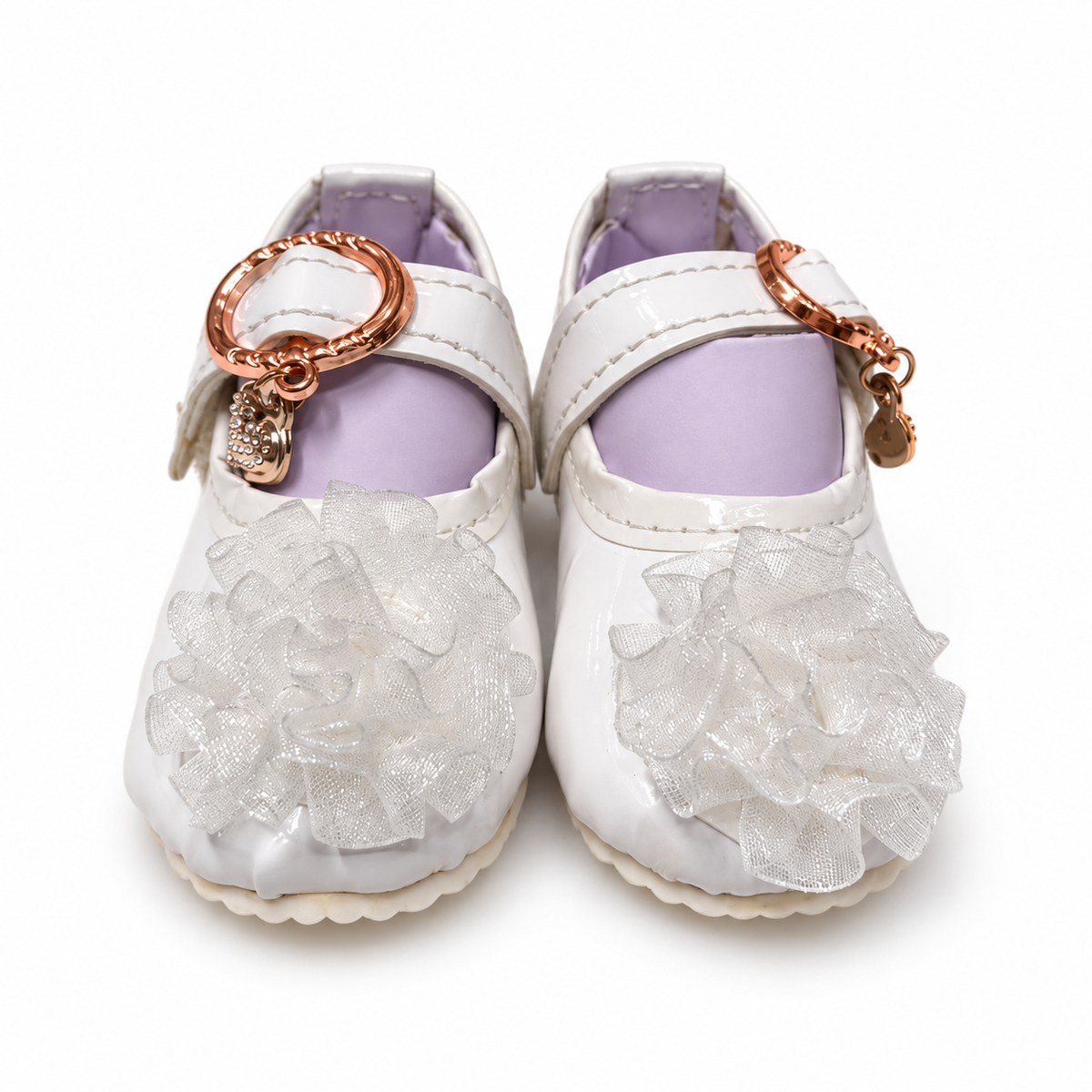 Ruffle Charm Baby Shoes – White