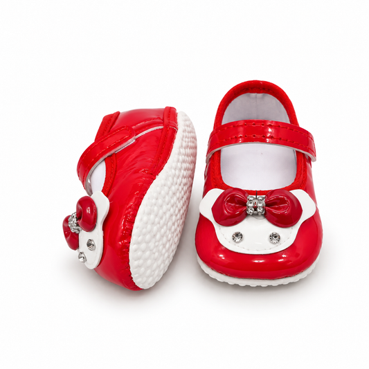Red Bow Baby Shoes