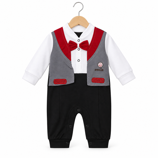Bow-Tie Waistcoat Baby Romper
