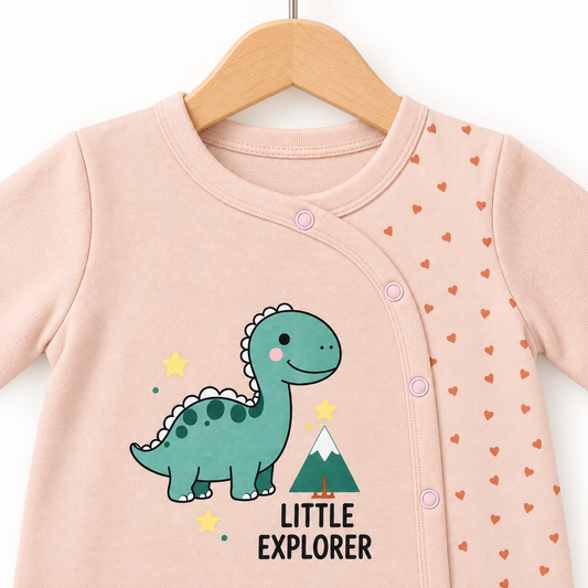 Beige Explorer Dinosaur Romper