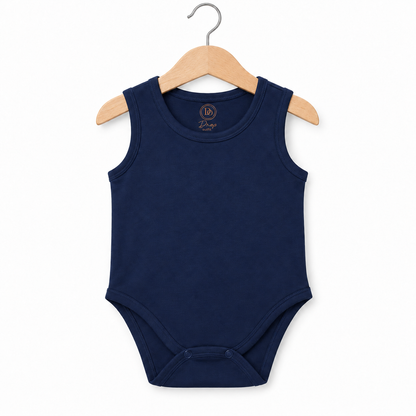 Classic Sleeveless Baby Bodysuit  Navy Blue