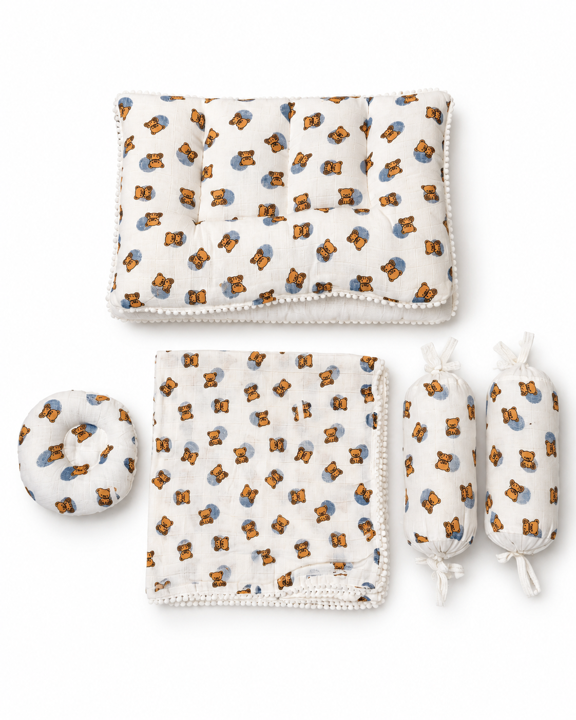 Teddy Bear Muslin Baby Bedding Set  5 Pieces