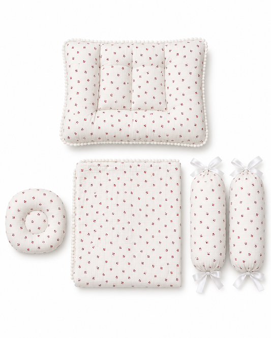 Tiny Floral Muslin Baby Bedding Set 5 Pieces