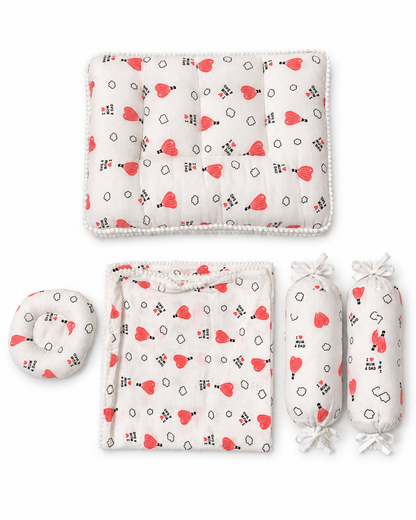 Heart Balloon Muslin Bedding Set  5 Pieces