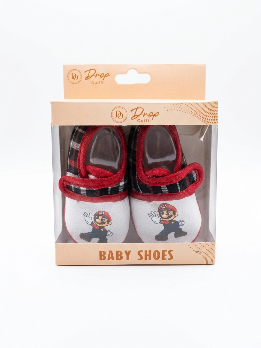 Unisex Mario Print Baby Shoes