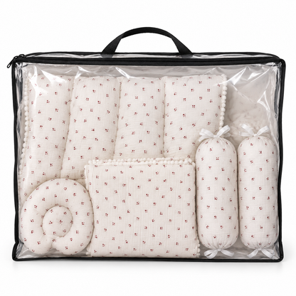 Tiny Floral Muslin Baby Bedding Set 5 Pieces