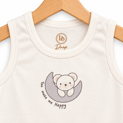 Happy Bear Moon Baby Bodysuit Ivory