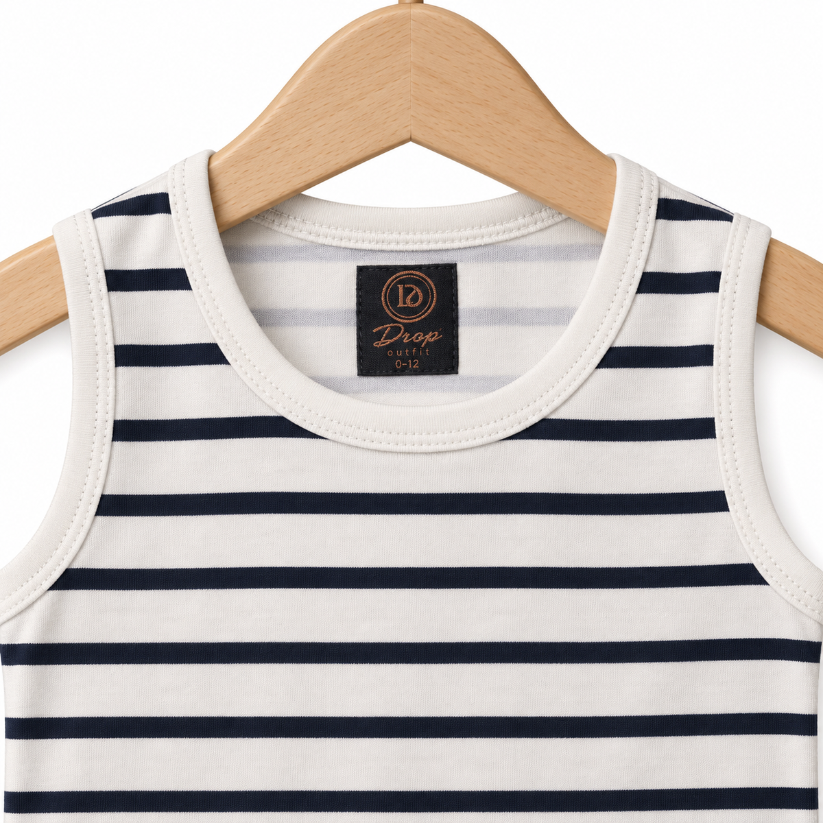 Striped Sleeveless Baby Bodysuit Ivory & Navy