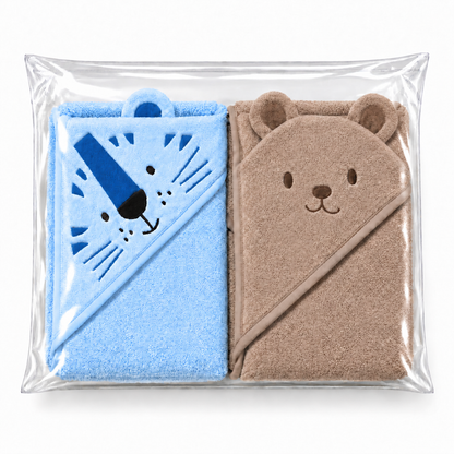 Tiger & Bear Hooded Baby Towels (Pack of 2)