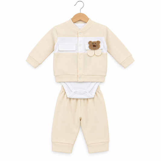 Cream Teddy Bodysuit Set