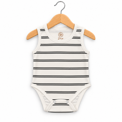 Classic Striped Baby Bodysuit Ivory & Black