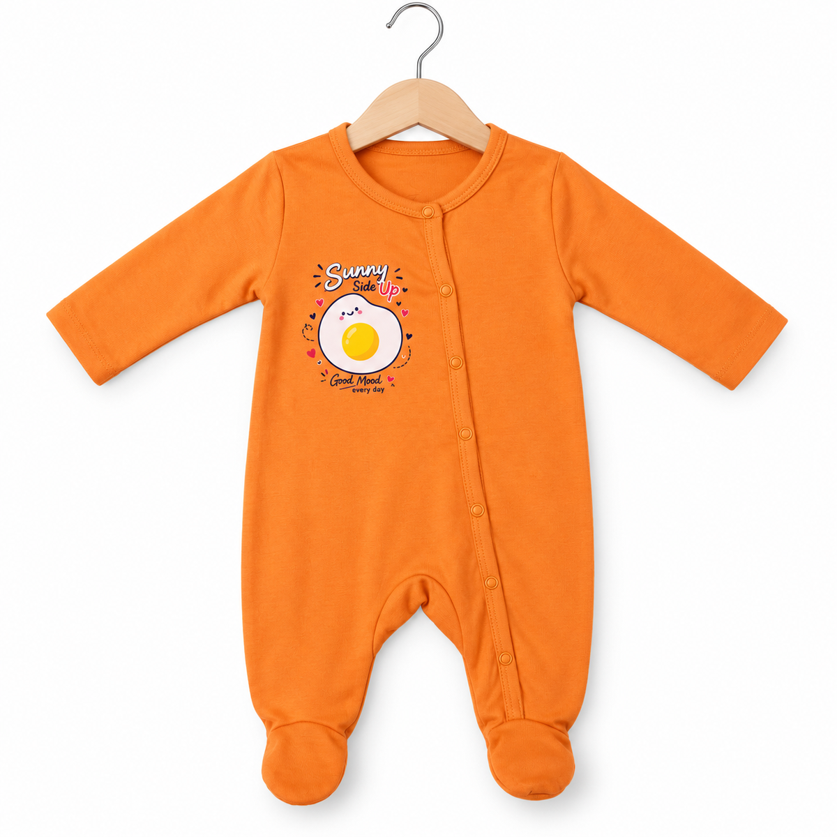 Sunny Egg Footed Romper  Orange