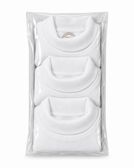 Pure White Baby High-Neck Shirts Pack of 3