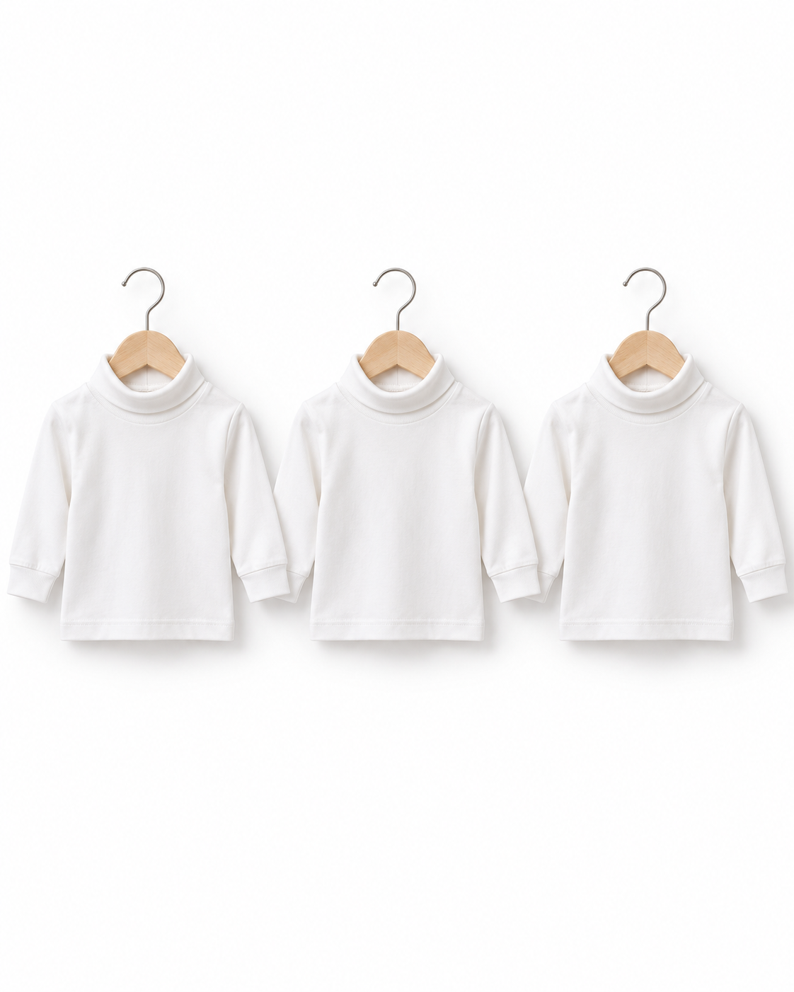 Pure White Baby High-Neck Shirts Pack of 3