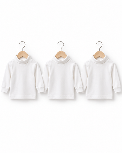Pure White Baby High-Neck Shirts Pack of 3