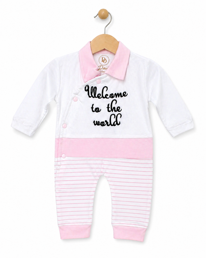 Baby Welcome Suit – White Rose Pink